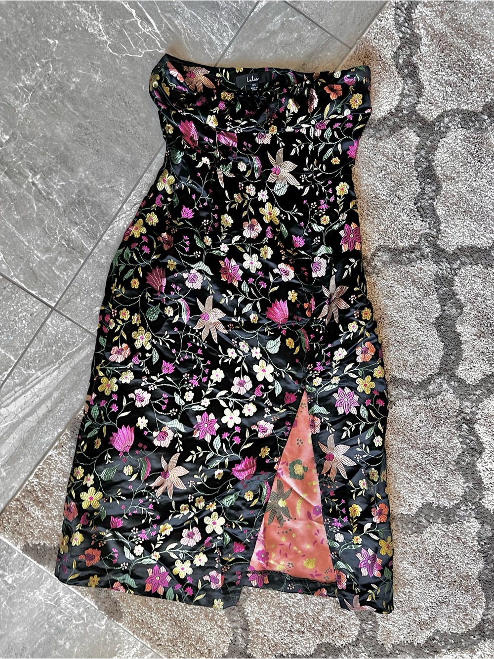 Lulus Floral Jacquard Satin Dress|Size XS - Picture 4 of 7